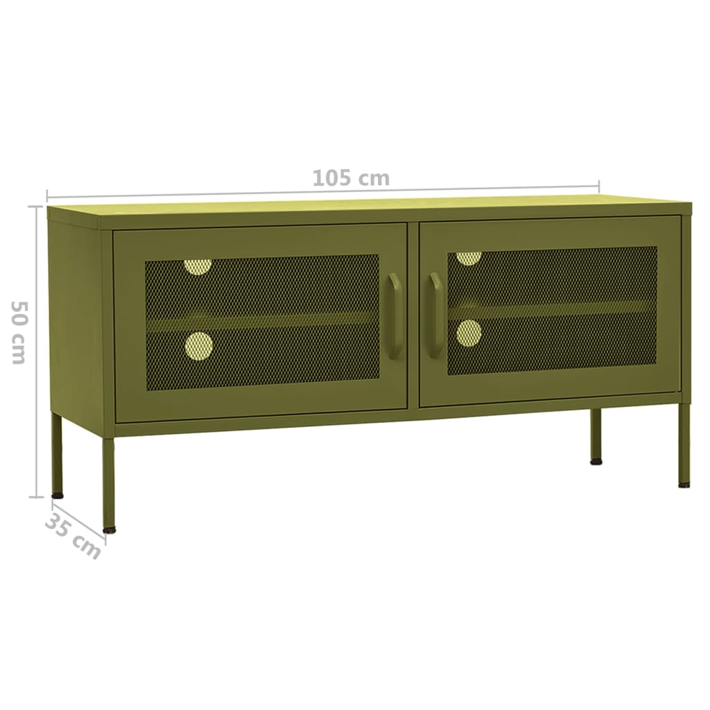 TV Cabinet Olive Green 105x35x50 cm Steel