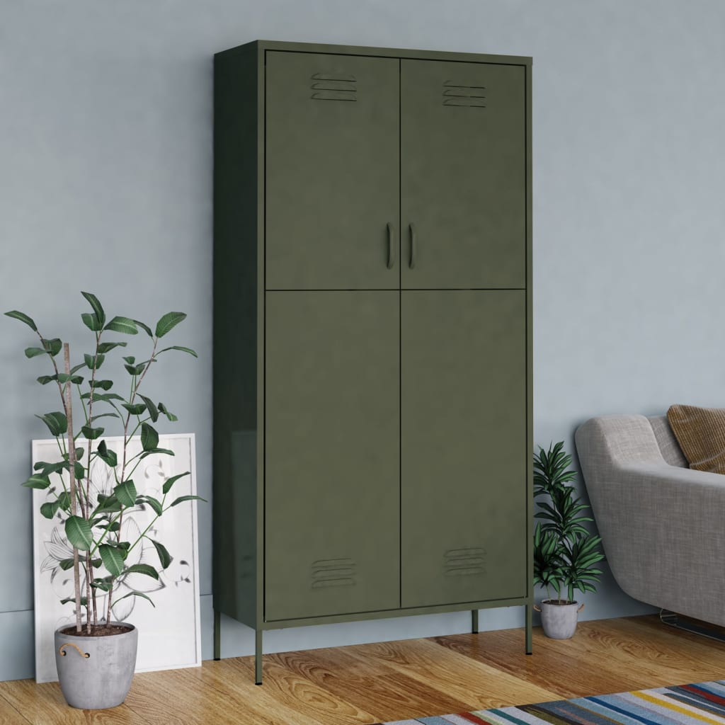 Wardrobe Olive Green 90x50x180 cm Steel