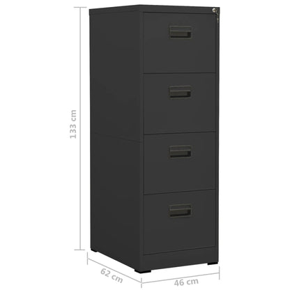 Filing Cabinet Anthracite 46x62x133 cm Steel