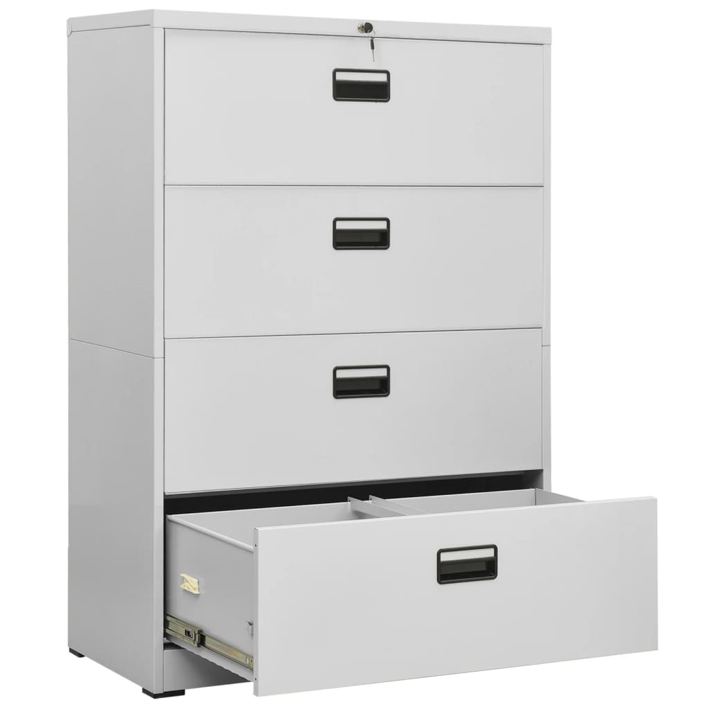 Filing Cabinet Light Grey 90x46x134 cm Steel