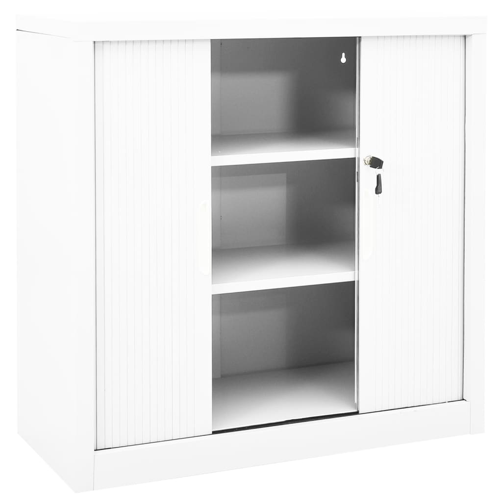 Sliding Door Cabinet White 90x40x90 cm Steel