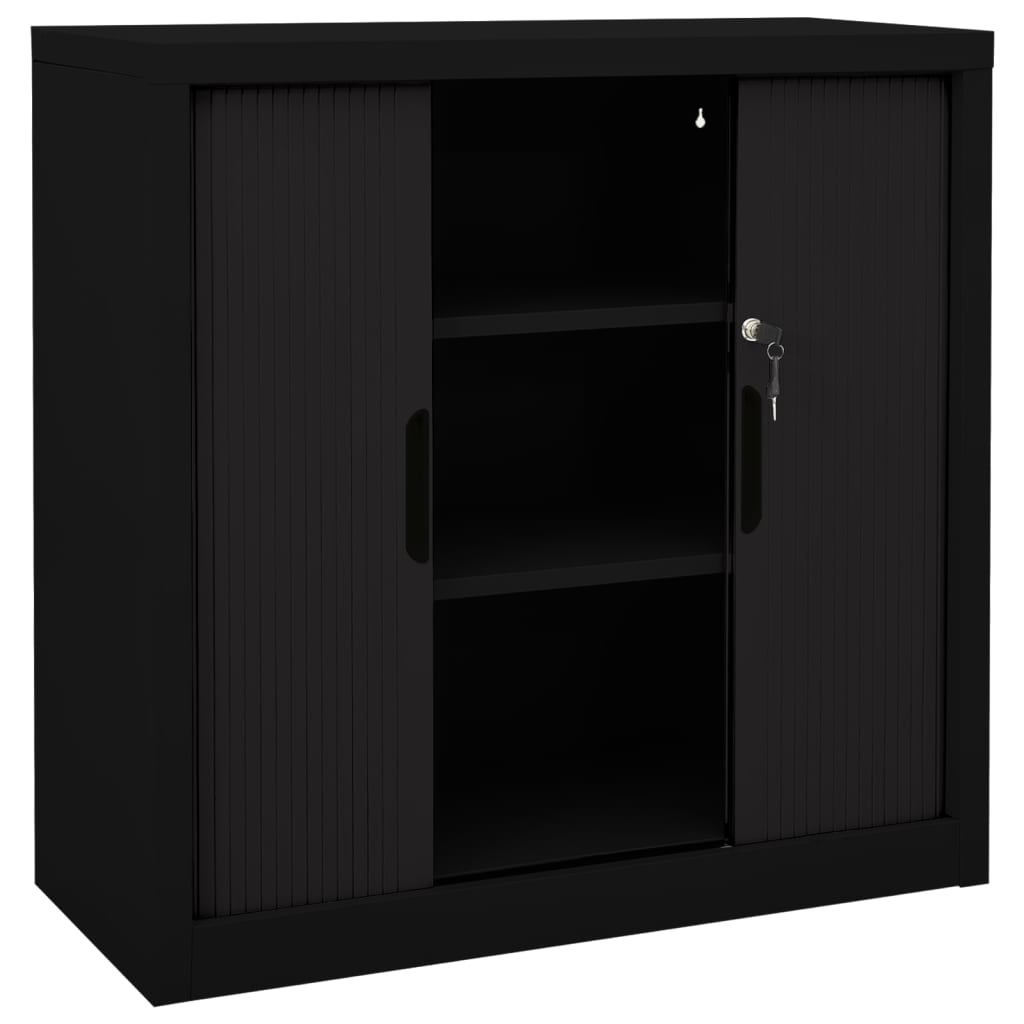 Sliding Door Cabinet Black 90x40x90 cm Steel