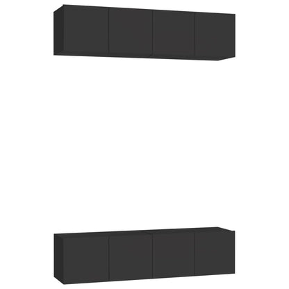 TV Cabinets 4 pcs Black 60x30x30 cm Engineered Wood