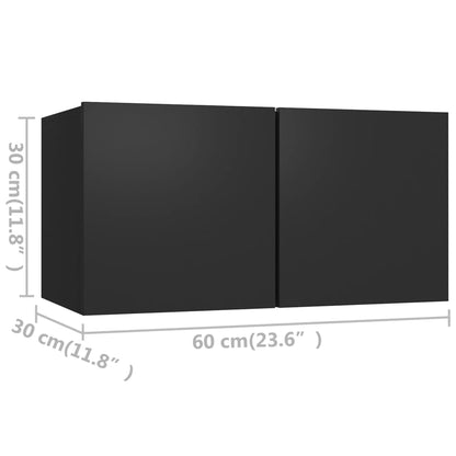 TV Cabinets 4 pcs Black 60x30x30 cm Engineered Wood