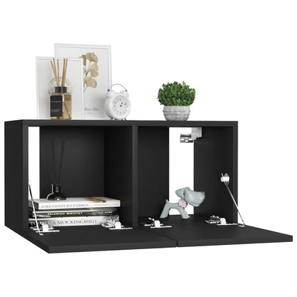 5 Piece TV Cabinet Set Black Engineered Wood