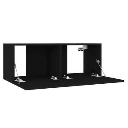 3 Piece TV Cabinet Set Black Engineered Wood