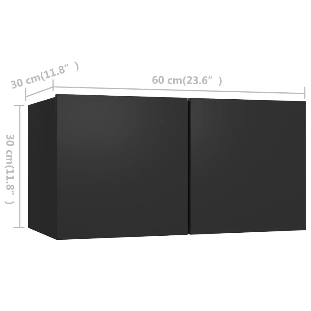 3 Piece TV Cabinet Set Black Engineered Wood