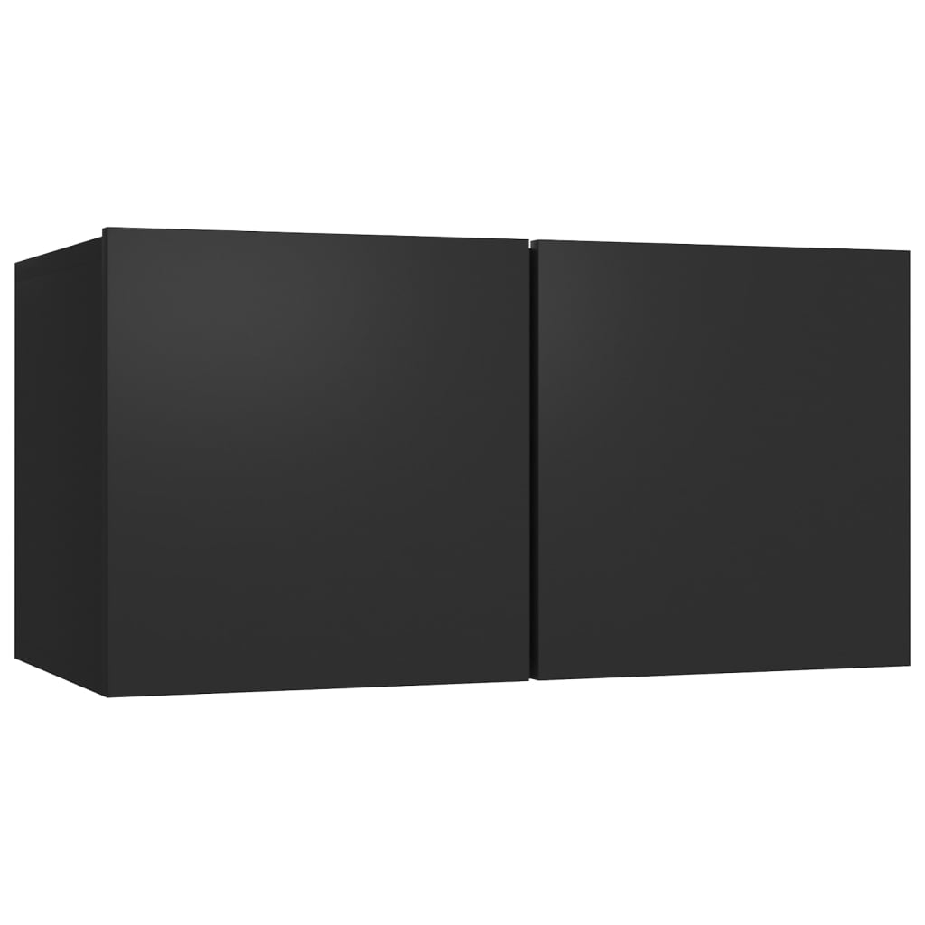 2 Piece TV Cabinet Set Black Engineered Wood