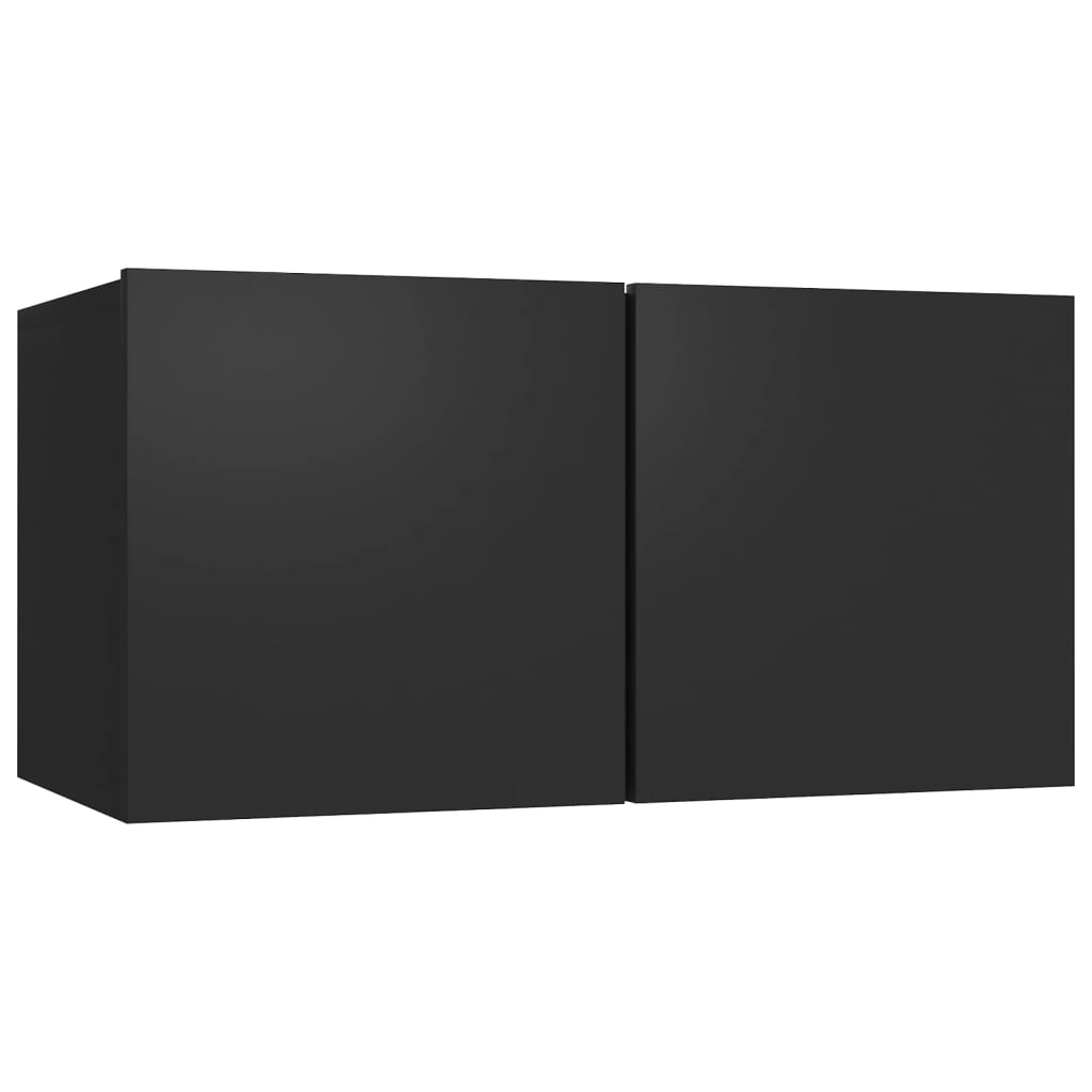 10 Piece TV Cabinet Set Black Engineered Wood