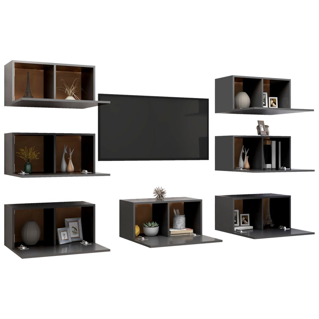 TV Cabinets 7 pcs Grey 30.5x30x60 cm Engineered Wood