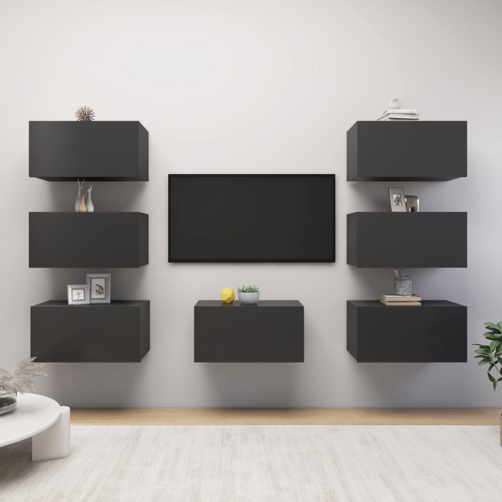 TV Cabinets 7 pcs Grey 30.5x30x60 cm Engineered Wood