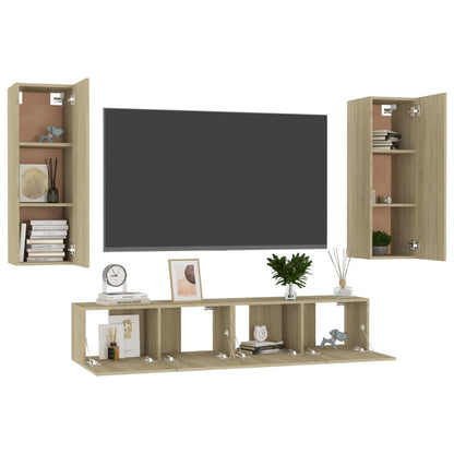 4 Piece TV Cabinet Set Sonoma Oak Engineered Wood