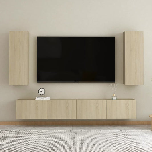 4 Piece TV Cabinet Set Sonoma Oak Engineered Wood