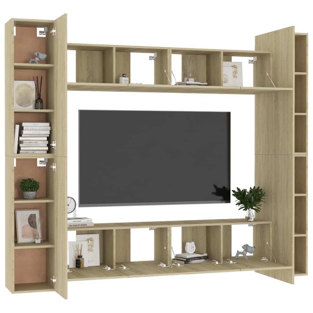 8 Piece TV Cabinet Set Sonoma Oak Engineered Wood