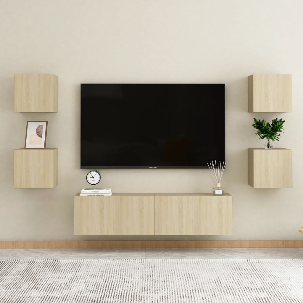 6 Piece TV Cabinet Set Sonoma Oak Engineered Wood