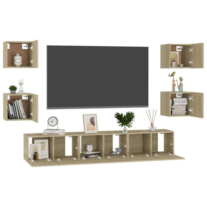 7 Piece TV Cabinet Set Sonoma Oak Engineered Wood