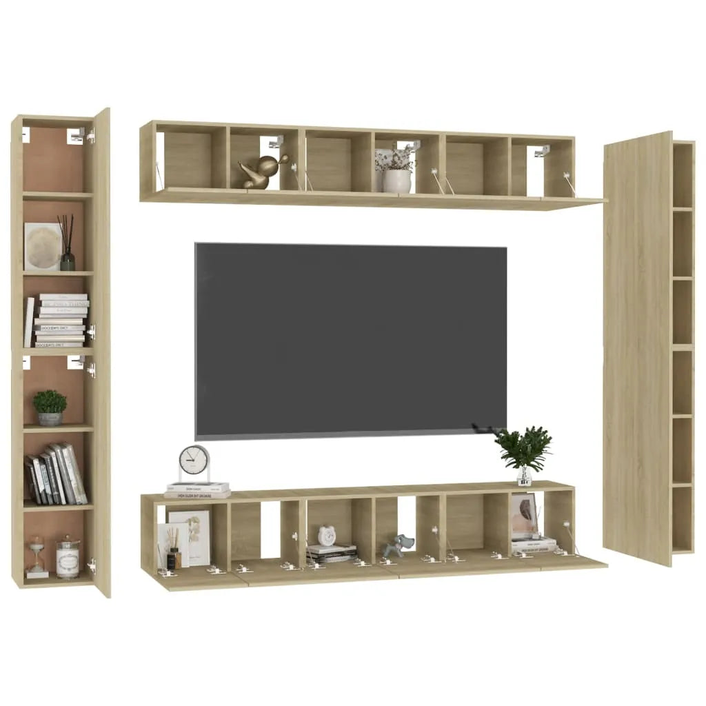 10 Piece TV Cabinet Set Sonoma Oak Engineered Wood