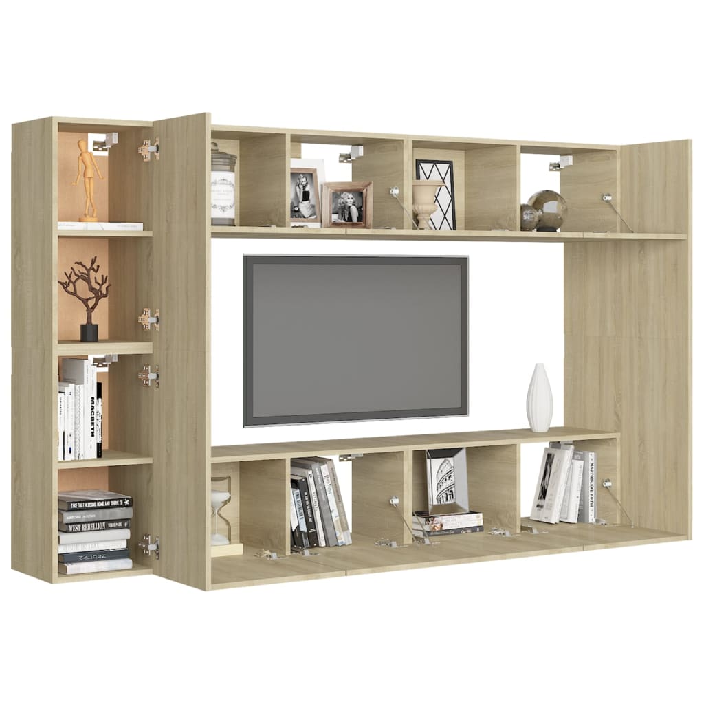 8 Piece TV Cabinet Set Sonoma Oak Engineered Wood