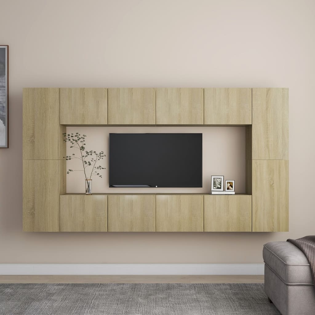 8 Piece TV Cabinet Set Sonoma Oak Engineered Wood