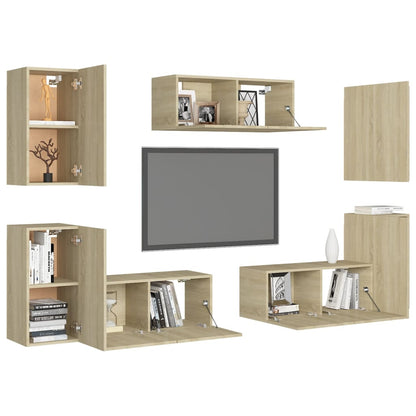 7 Piece TV Cabinet Set Sonoma Oak Engineered Wood