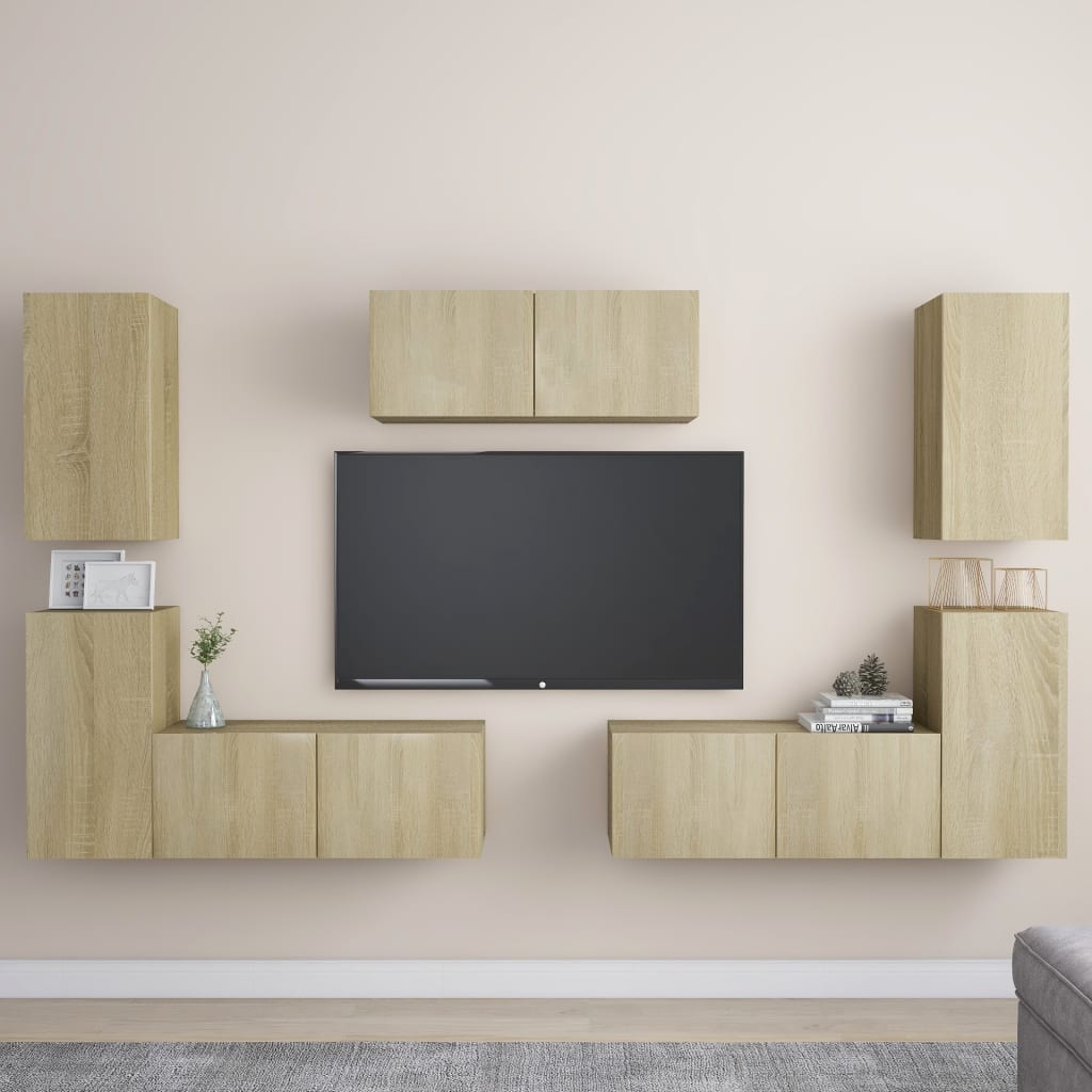 7 Piece TV Cabinet Set Sonoma Oak Engineered Wood