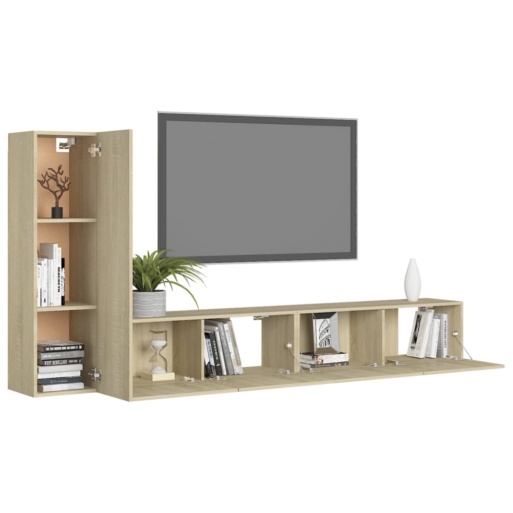 3 Piece TV Cabinet Set Sonoma Oak Engineered Wood