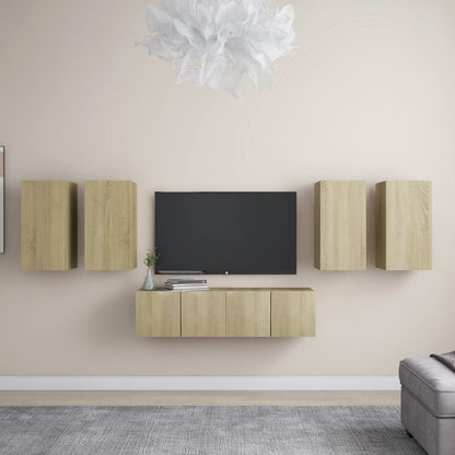 6 Piece TV Cabinet Set Sonoma Oak Engineered Wood