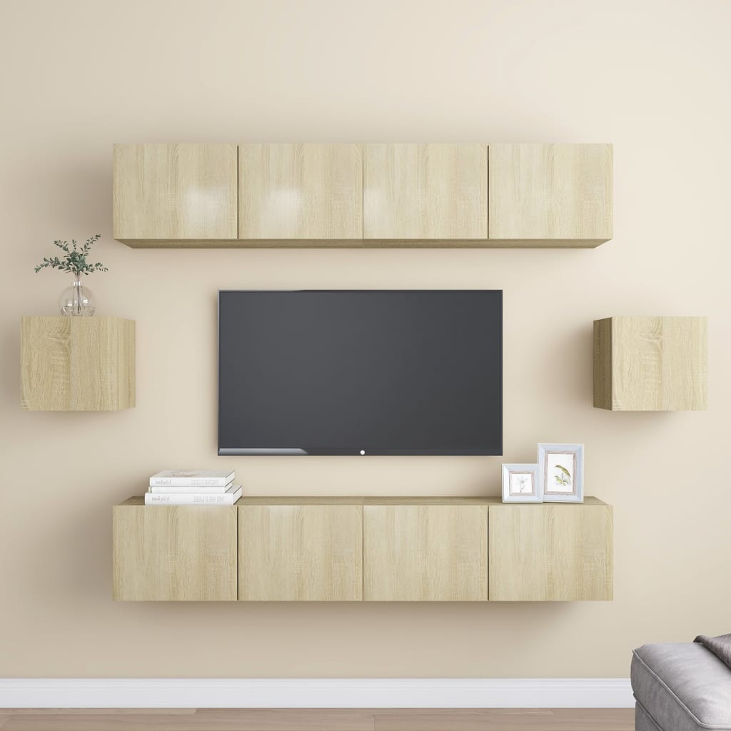 6 Piece TV Cabinet Set Sonoma Oak Engineered Wood