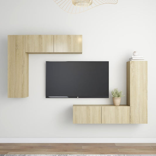 4 Piece TV Cabinet Set Sonoma Oak Engineered Wood