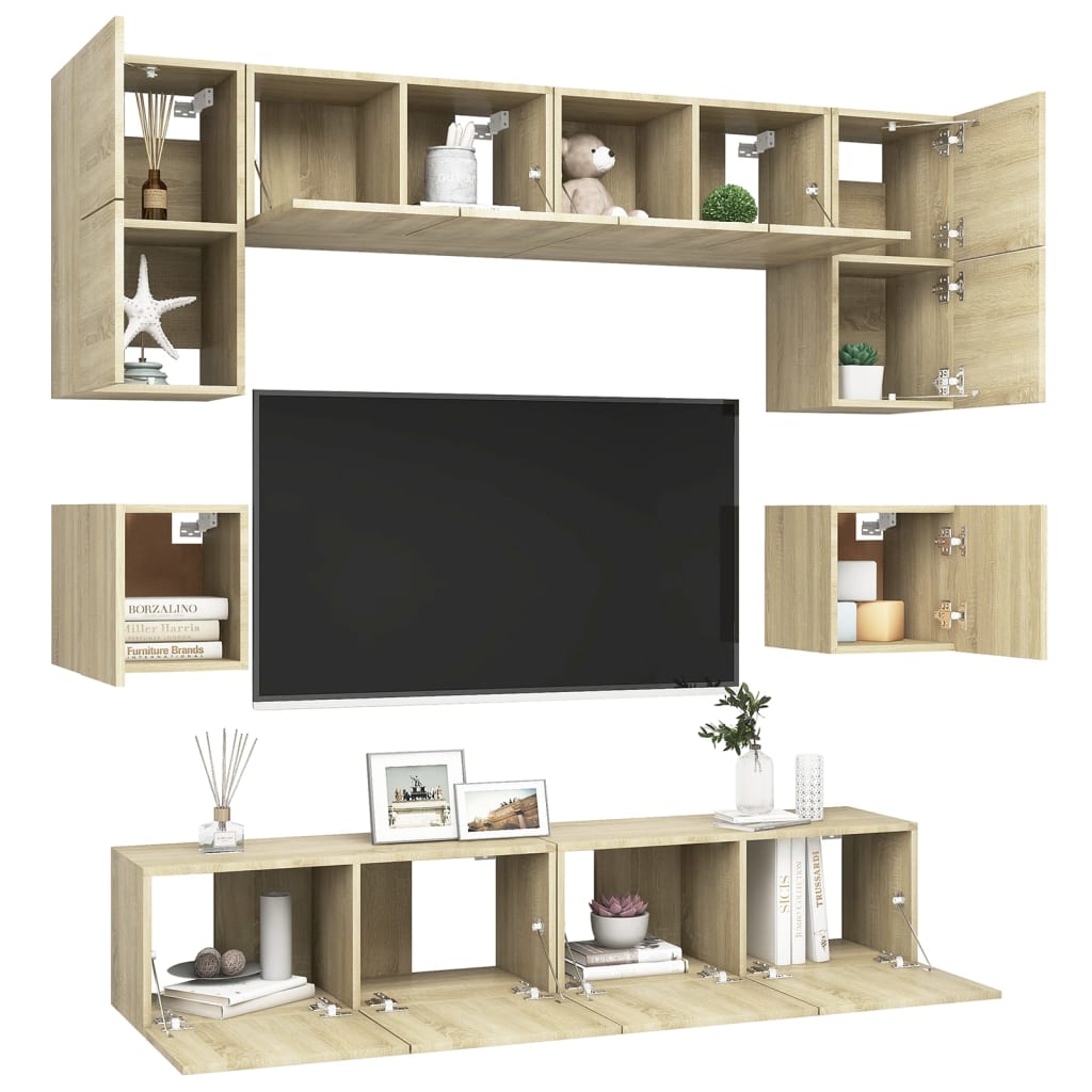 8 Piece TV Cabinet Set Sonoma Oak Engineered Wood