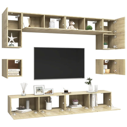 8 Piece TV Cabinet Set Sonoma Oak Engineered Wood