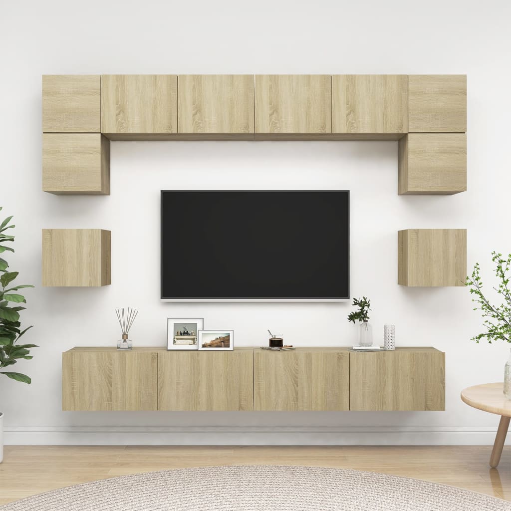 8 Piece TV Cabinet Set Sonoma Oak Engineered Wood