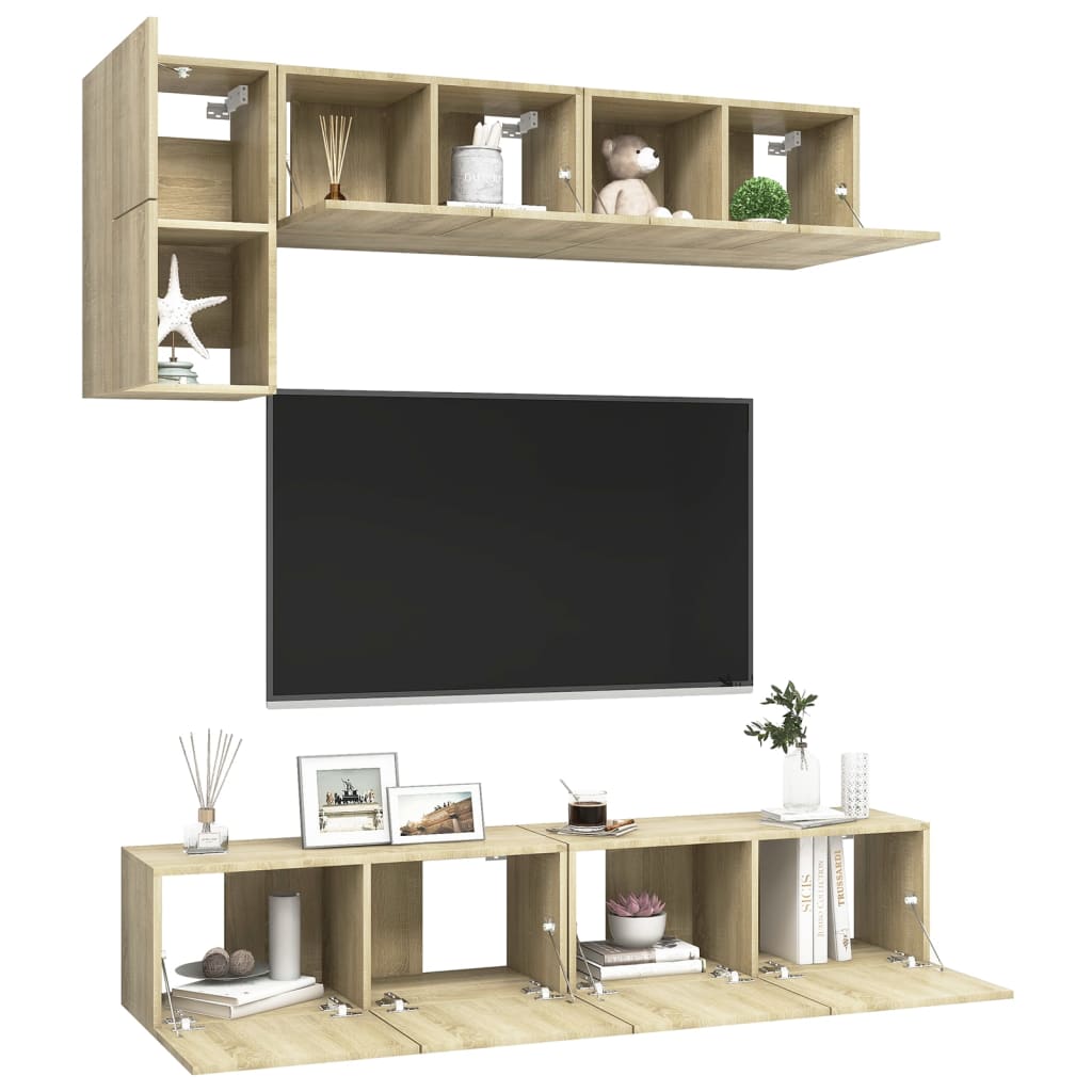 5 Piece TV Cabinet Set Sonoma Oak Engineered Wood