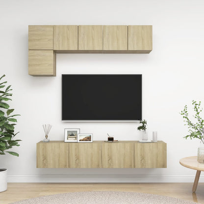 5 Piece TV Cabinet Set Sonoma Oak Engineered Wood