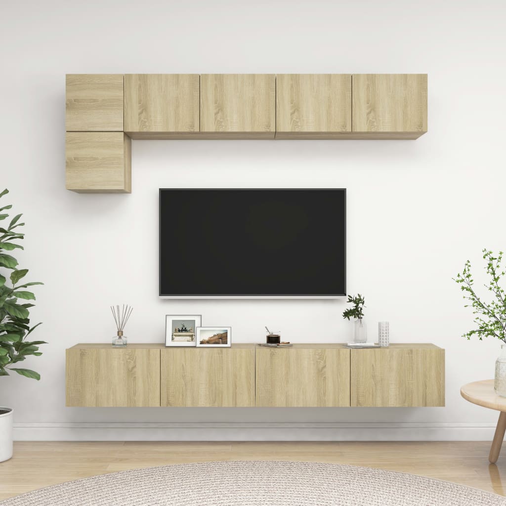 5 Piece TV Cabinet Set Sonoma Oak Engineered Wood