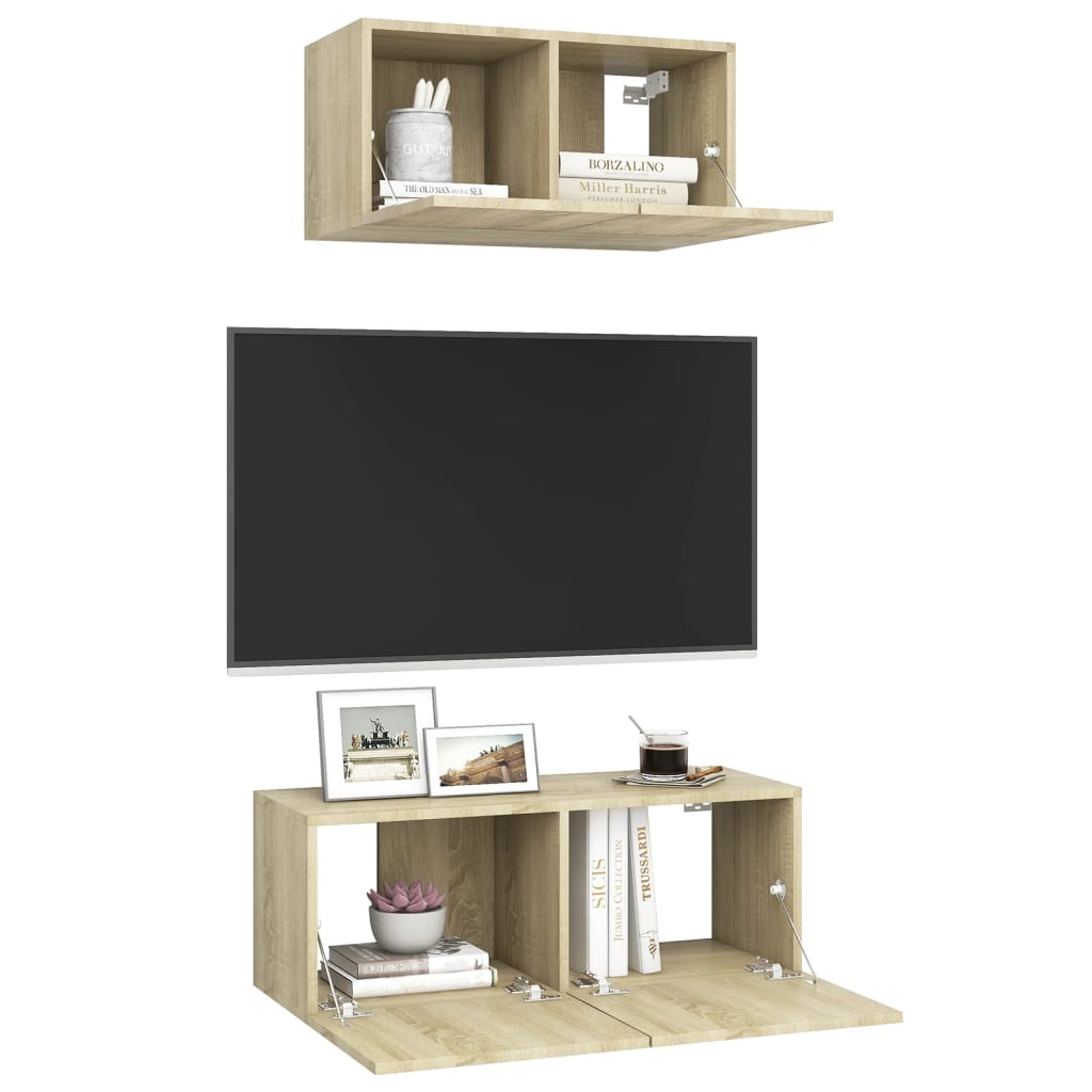 2 Piece TV Cabinet Set Sonoma Oak Engineered Wood