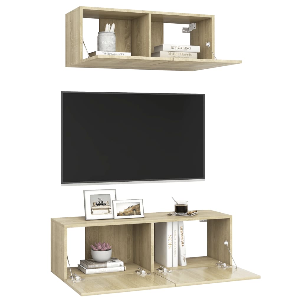 2 Piece TV Cabinet Set Sonoma Oak Engineered Wood