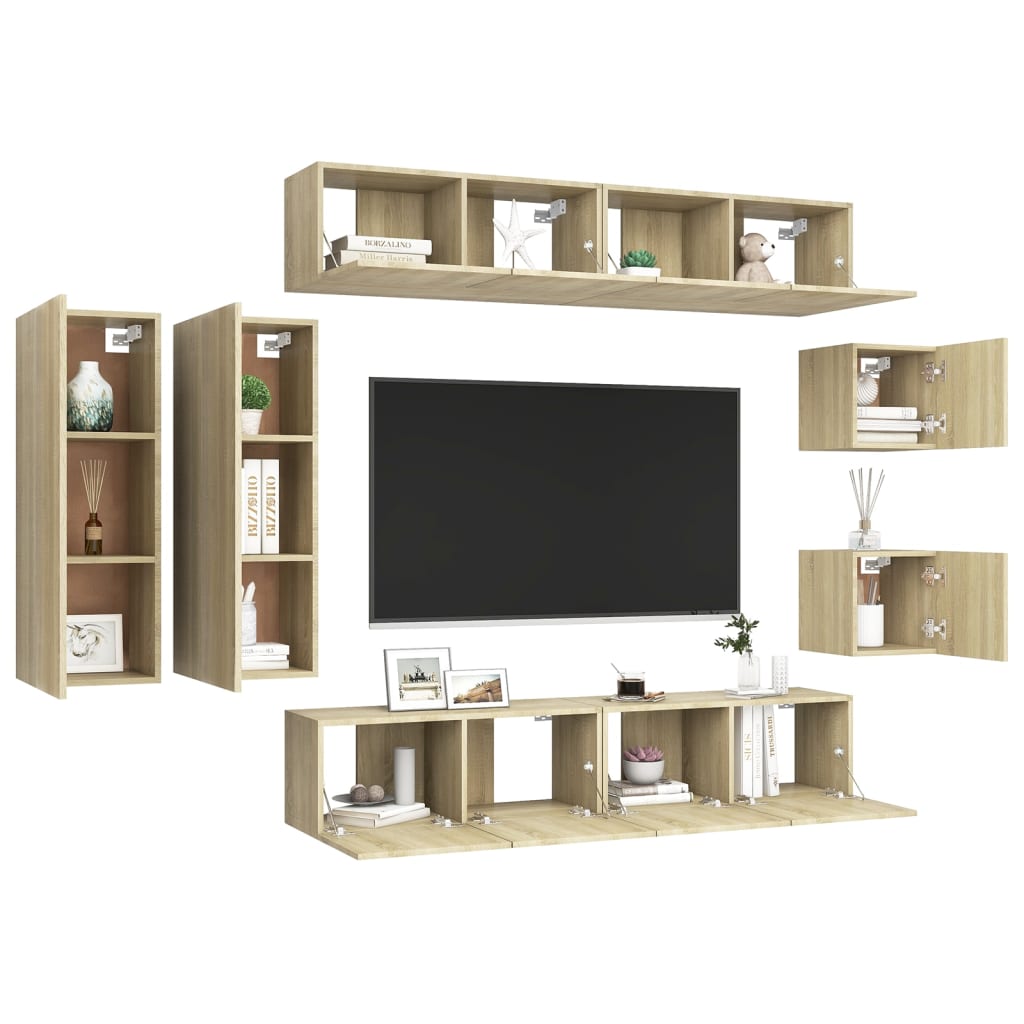 8 Piece TV Cabinet Set Sonoma Oak Engineered Wood