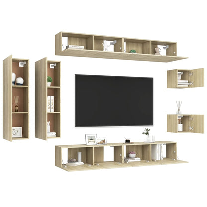 8 Piece TV Cabinet Set Sonoma Oak Engineered Wood