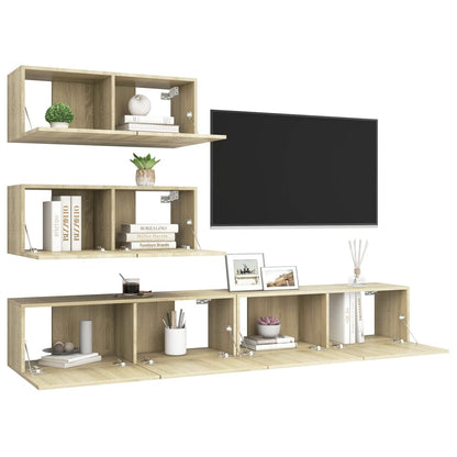 4 Piece TV Cabinet Set Sonoma Oak Engineered Wood