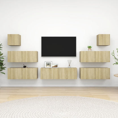 7 Piece TV Cabinet Set Sonoma Oak Engineered Wood