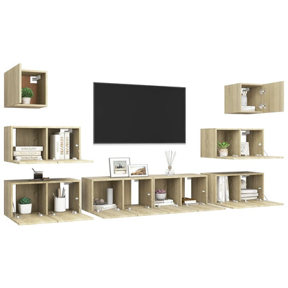 8 Piece TV Cabinet Set Sonoma Oak Engineered Wood