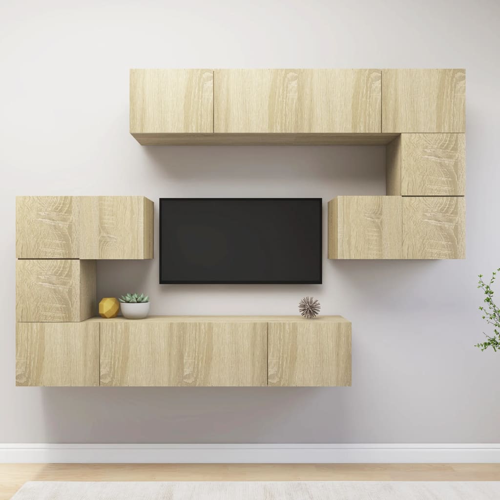 8 Piece TV Cabinet Set Sonoma Oak Engineered Wood