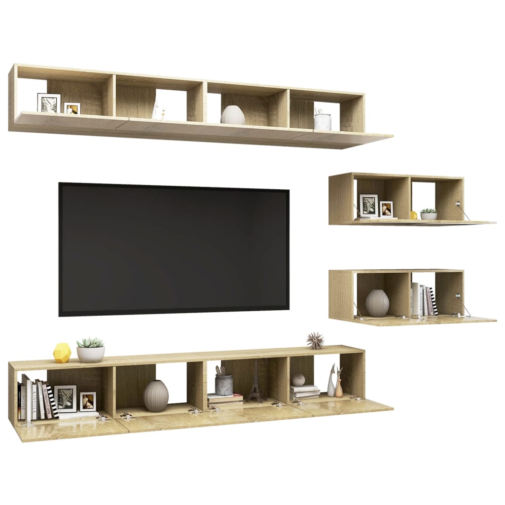 6 Piece TV Cabinet Set Sonoma Oak Engineered Wood