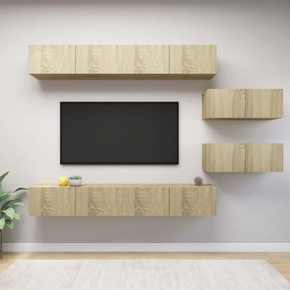 6 Piece TV Cabinet Set Sonoma Oak Engineered Wood