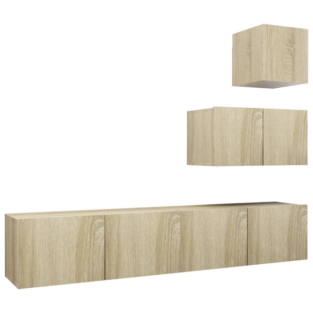 4 Piece TV Cabinet Set Sonoma Oak Engineered Wood