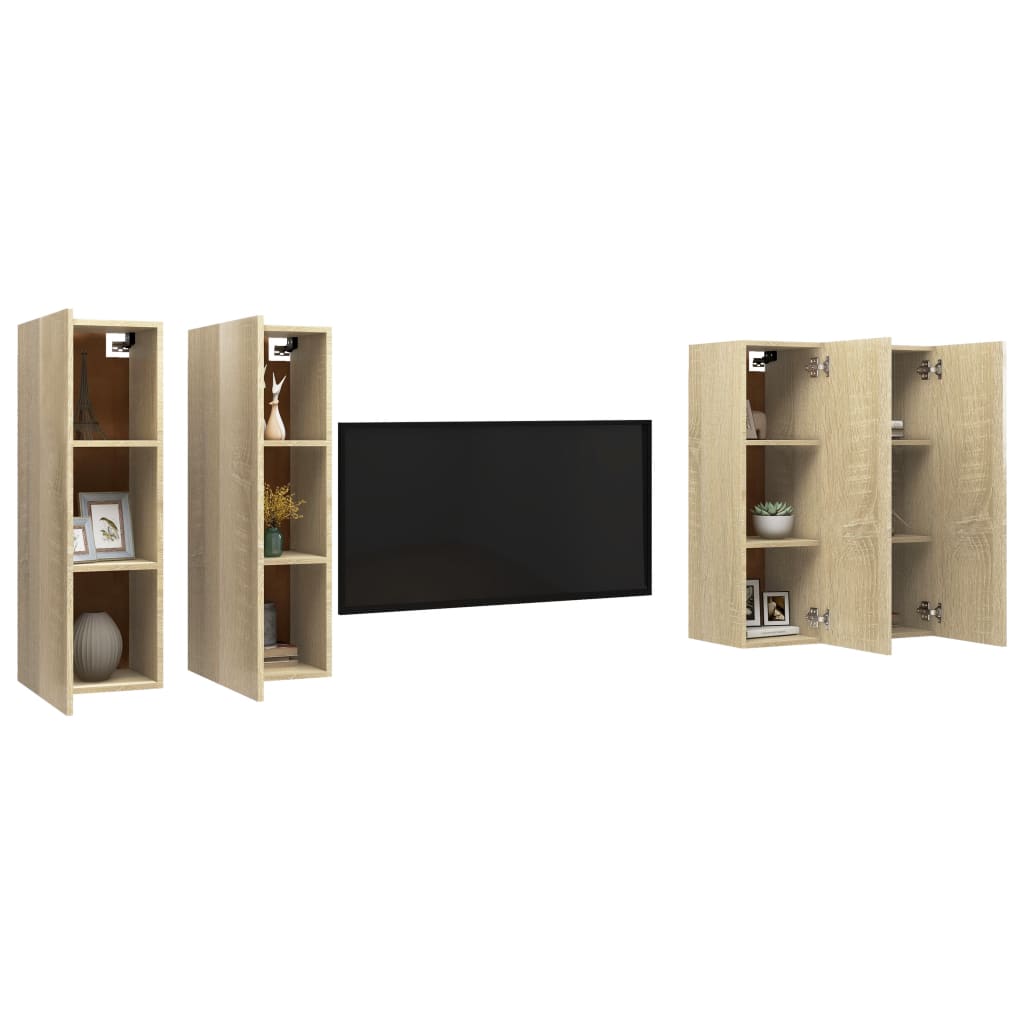 TV Cabinets 4 pcs Sonoma Oak 30.5x30x90 cm Engineered Wood