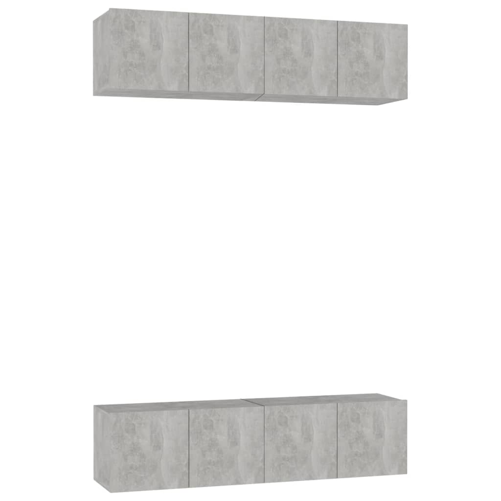 TV Cabinets 4 pcs Concrete Grey 60x30x30 cm Engineered Wood