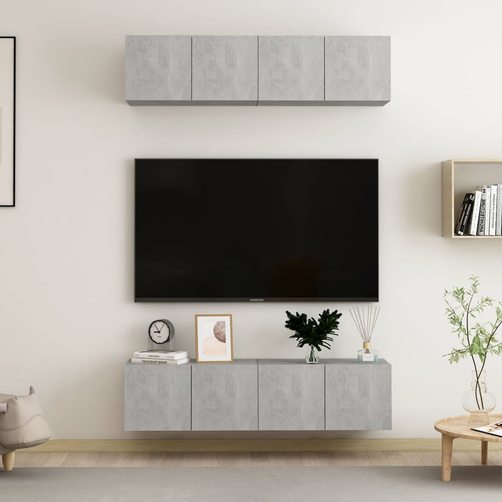 TV Cabinets 4 pcs Concrete Grey 60x30x30 cm Engineered Wood