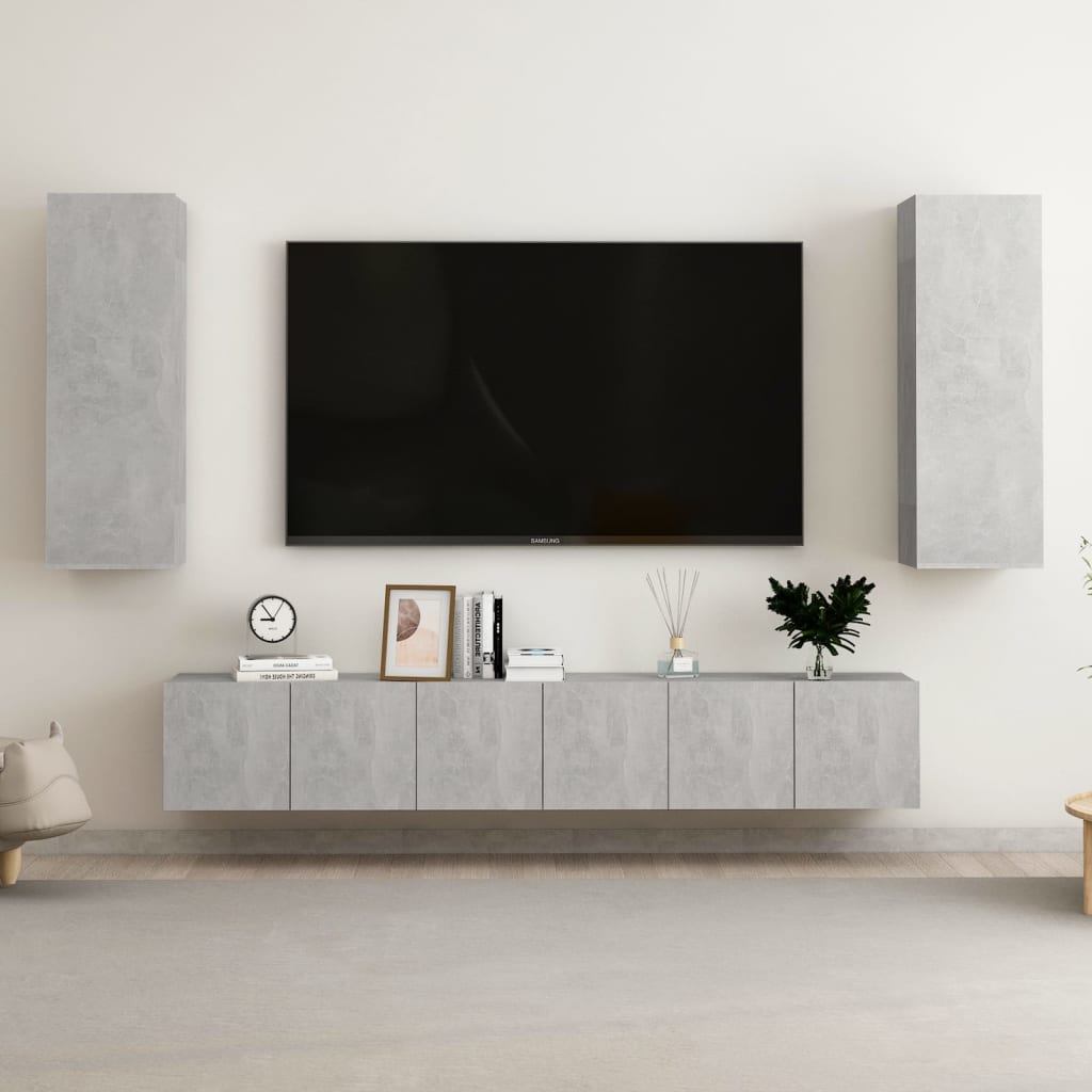 5 Piece TV Cabinet Set Concrete Grey Engineered Wood